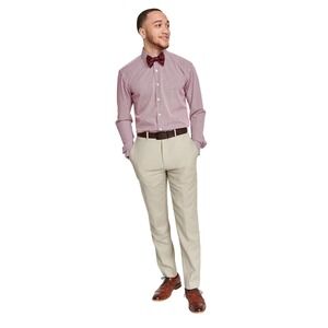 Tayion Collection Men's Plaid Dress Shirt, Red, XL 17-17.5 Long Sleve